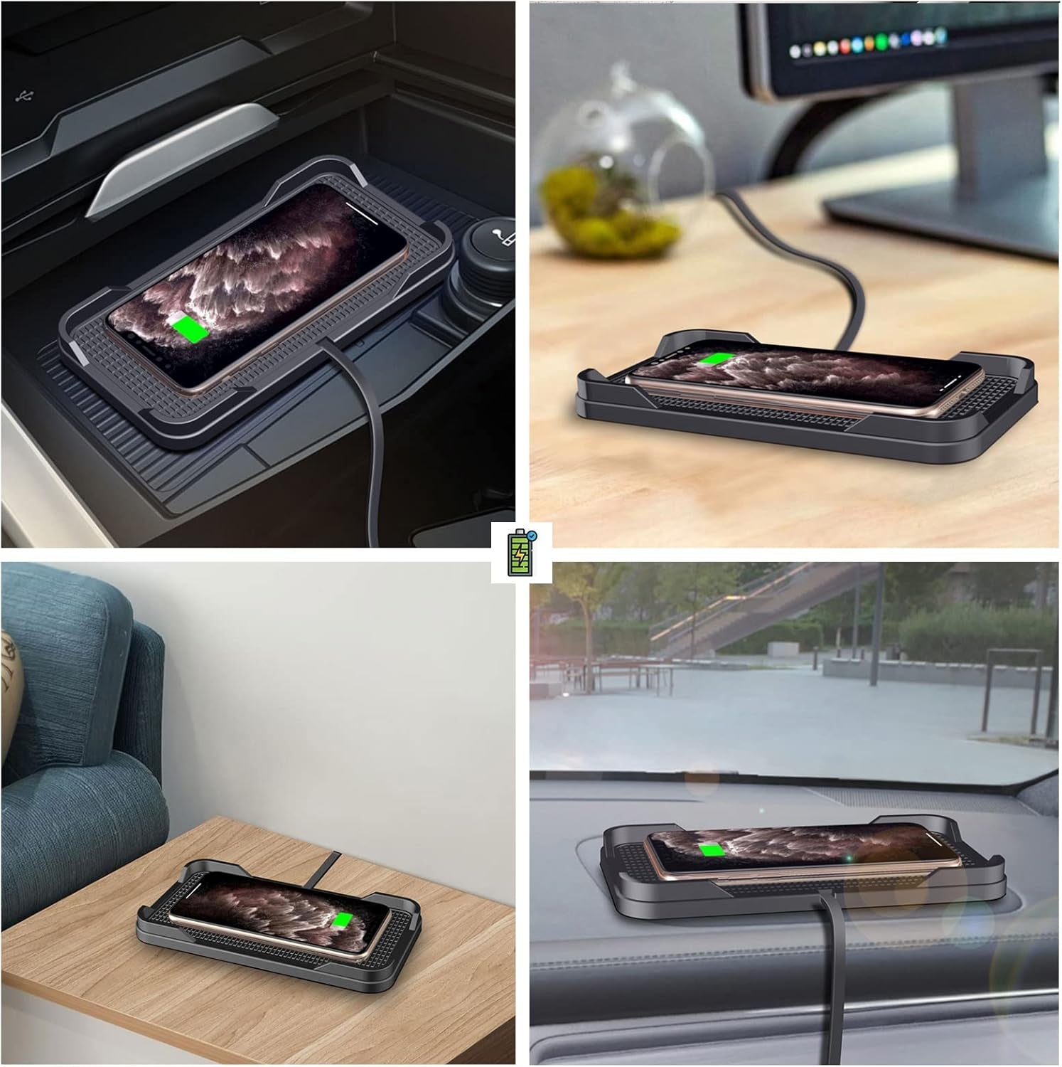 Wireless Charger, Wireless Car Charger Chargng Pad 15W Fast Wireless Phone Charger Cell Phone Cordless Charger Charging Mat Compatible with Iphone 11/12/12/14/15 Galaxy S21/S22/S23/24 (C12Y)