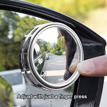 2-Piece 360-Degree Adjustable Blind Spot Mirrors - Round Frame Wide Angle Convex Rearview Mirrors for Enhanced Car Reversing Safety