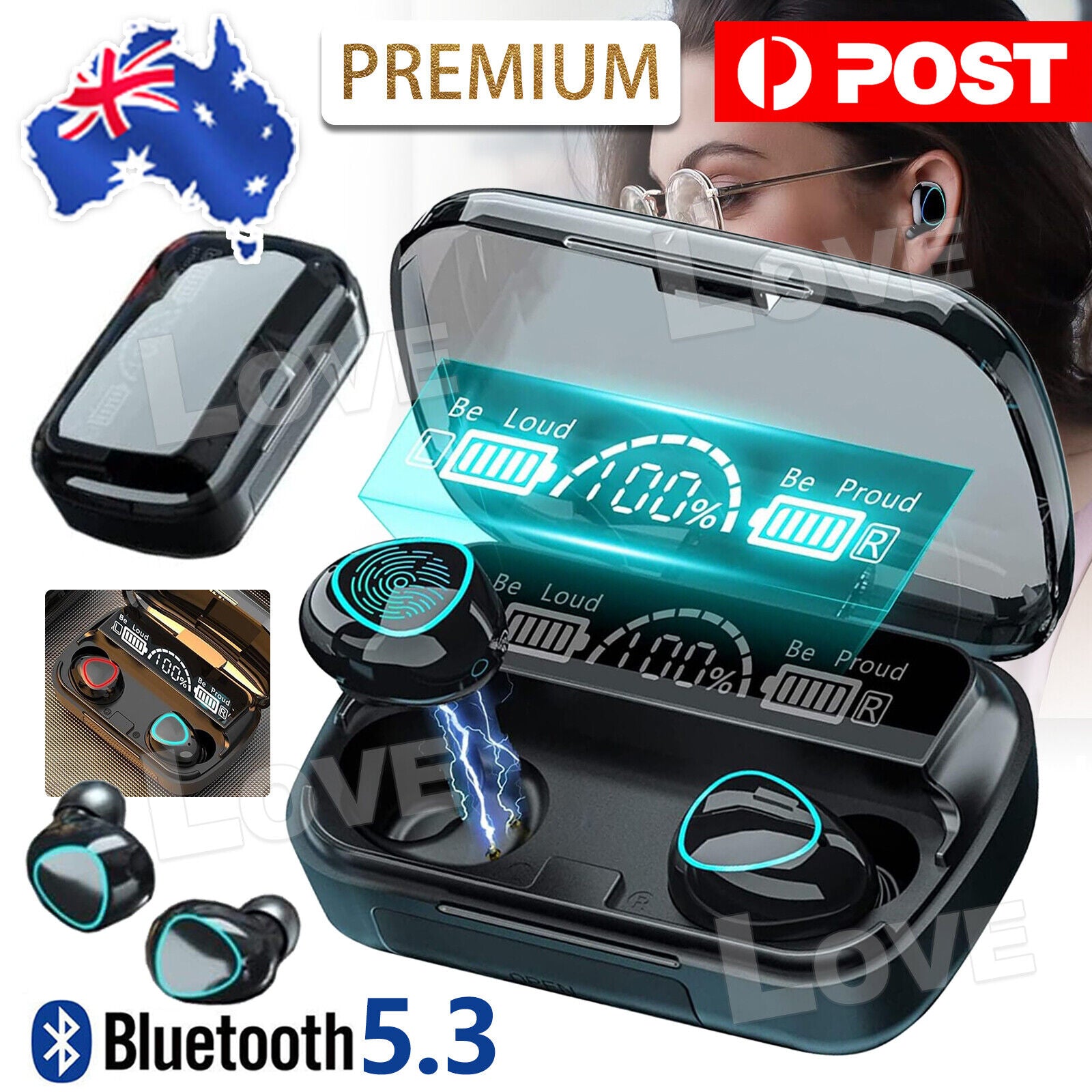 TWS Bluetooth 5.3 Waterproof Wireless Earbuds with LED Display - 2025 Model