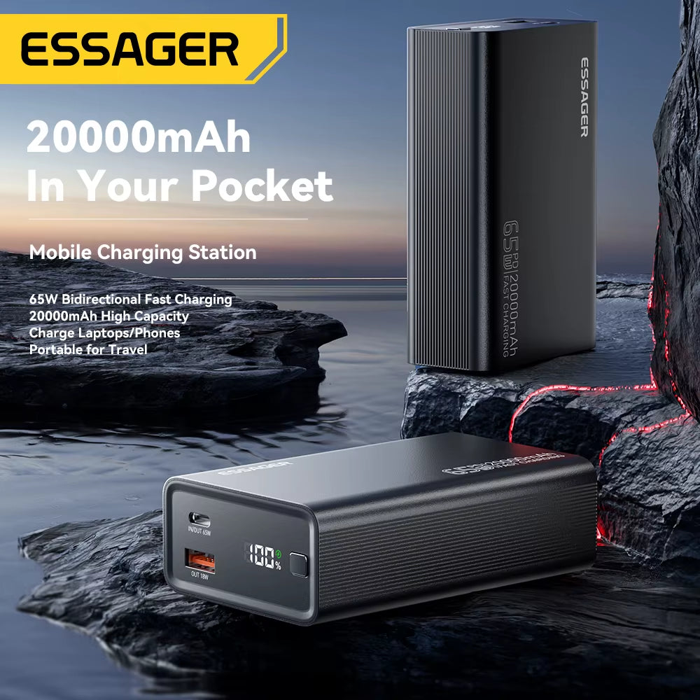 Power Bank 20000Mah Portable PD 65W Fast Charging Mobile Phone External Battery Powerbank for Iphone17 16 15 Laptop Mac