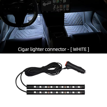 LED Car Neon Foot Lights - Interior Decorative Backlight with USB and Cigarette Lighter Connectivity