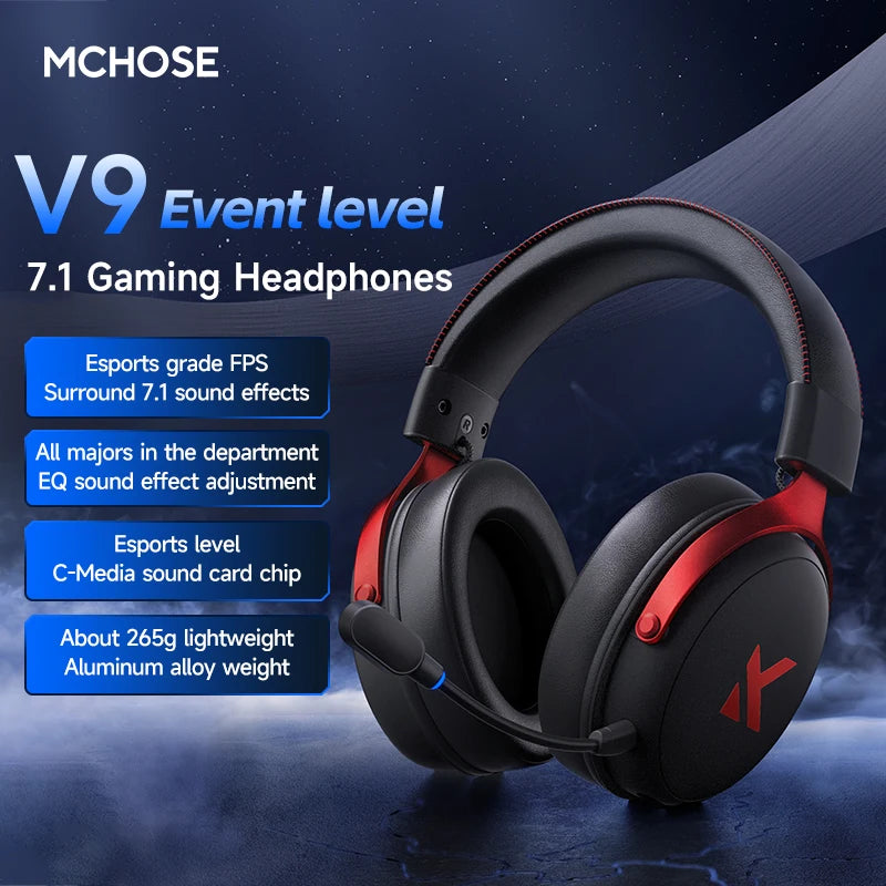 V9 Pro Headset with Microphone Three Mode Bluetooth Wireless Computer PC Gamer Headphones Accessories V9 Pro