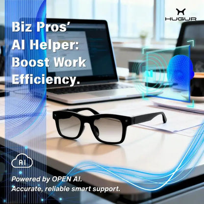 HUGUR AI Smart Camera Glasses: 8MP Lens, Photochromic Technology, Touch Control, Real-Time Translation in 160 Languages, Bluetooth Connectivity, Wearable Video Recording, and UV Protection for Outdoor Use