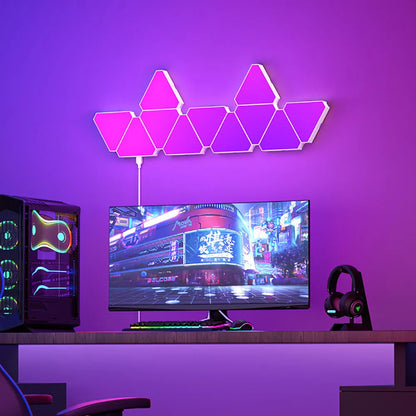 LED Triangular Quantum RGB Wall Lamp - Intelligent Ambient Lighting for Bedroom and Office Décor