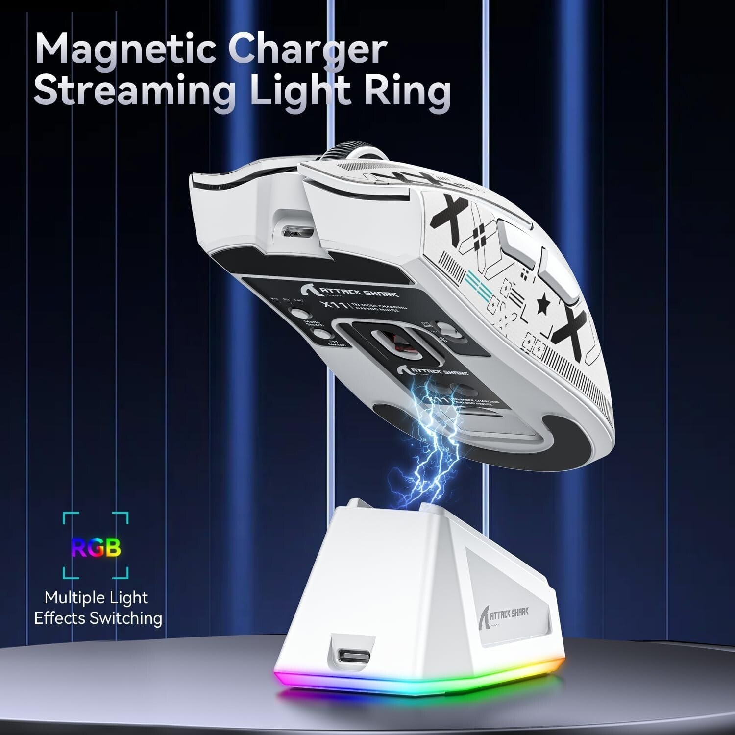ATTACK SHARK X11 Tri-Mode Wireless Gaming Mouse with RGB Charging Dock, 22000DPI