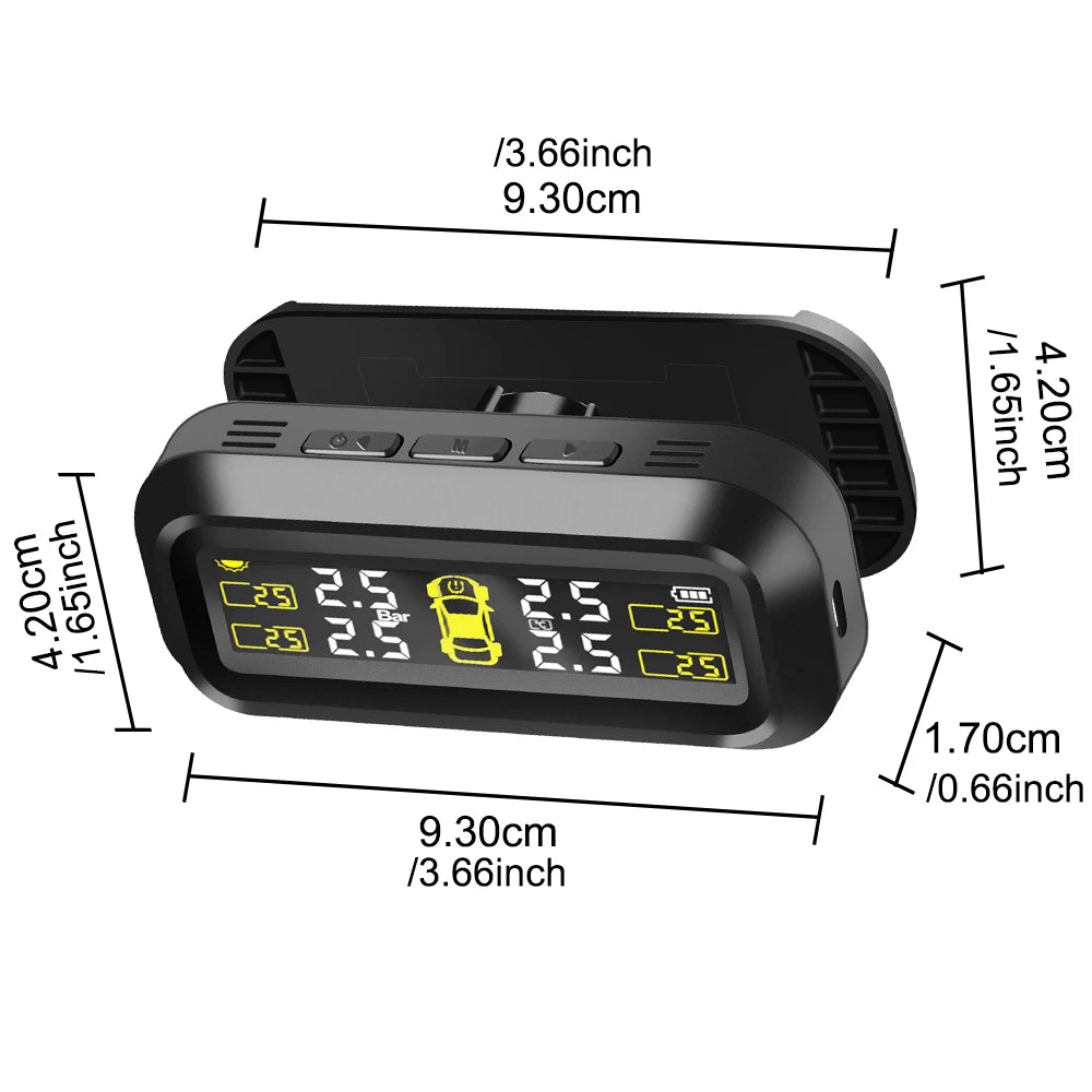 Revolutionary Solar-Powered Tire Pressure Monitoring System with Temperature Alerts - External Battery Version for Enhanced Safety
