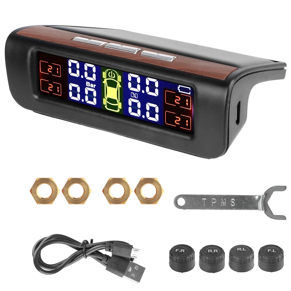 Revolutionary Solar-Powered Tire Pressure Monitoring System with Temperature Alerts - External Battery Version for Enhanced Safety