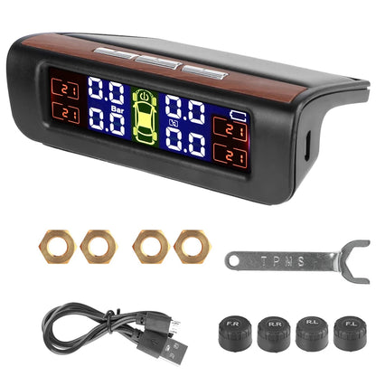 Revolutionary Solar-Powered Tire Pressure Monitoring System with Temperature Alerts - External Battery Version for Enhanced Safety