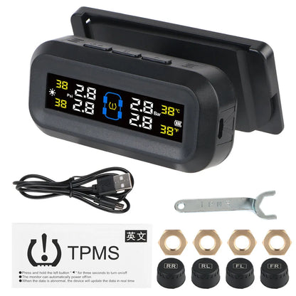 Revolutionary Solar-Powered Tire Pressure Monitoring System with Temperature Alerts - External Battery Version for Enhanced Safety