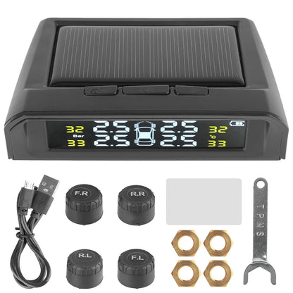 Revolutionary Solar-Powered Tire Pressure Monitoring System with Temperature Alerts - External Battery Version for Enhanced Safety