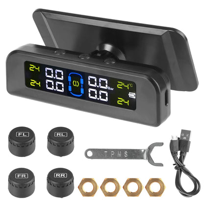 Revolutionary Solar-Powered Tire Pressure Monitoring System with Temperature Alerts - External Battery Version for Enhanced Safety