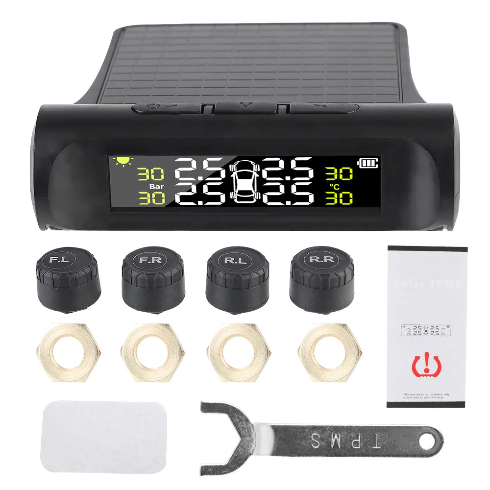 Revolutionary Solar-Powered Tire Pressure Monitoring System with Temperature Alerts - External Battery Version for Enhanced Safety