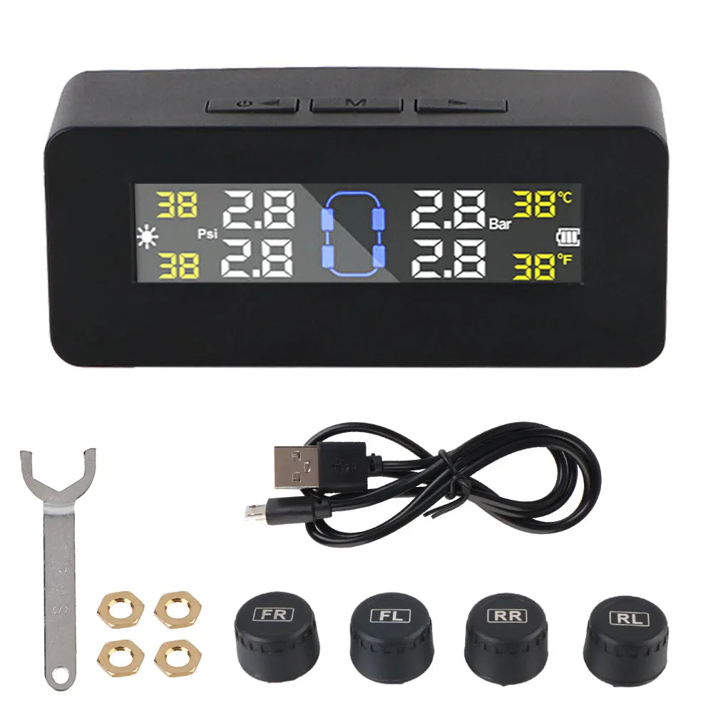 Revolutionary Solar-Powered Tire Pressure Monitoring System with Temperature Alerts - External Battery Version for Enhanced Safety