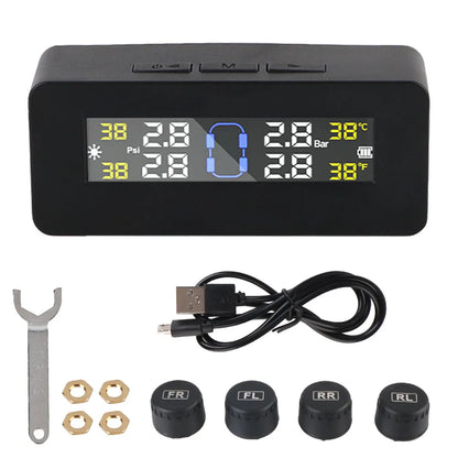 Revolutionary Solar-Powered Tire Pressure Monitoring System with Temperature Alerts - External Battery Version for Enhanced Safety
