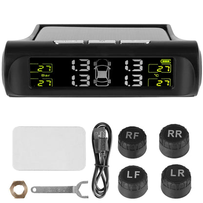 Revolutionary Solar-Powered Tire Pressure Monitoring System with Temperature Alerts - External Battery Version for Enhanced Safety