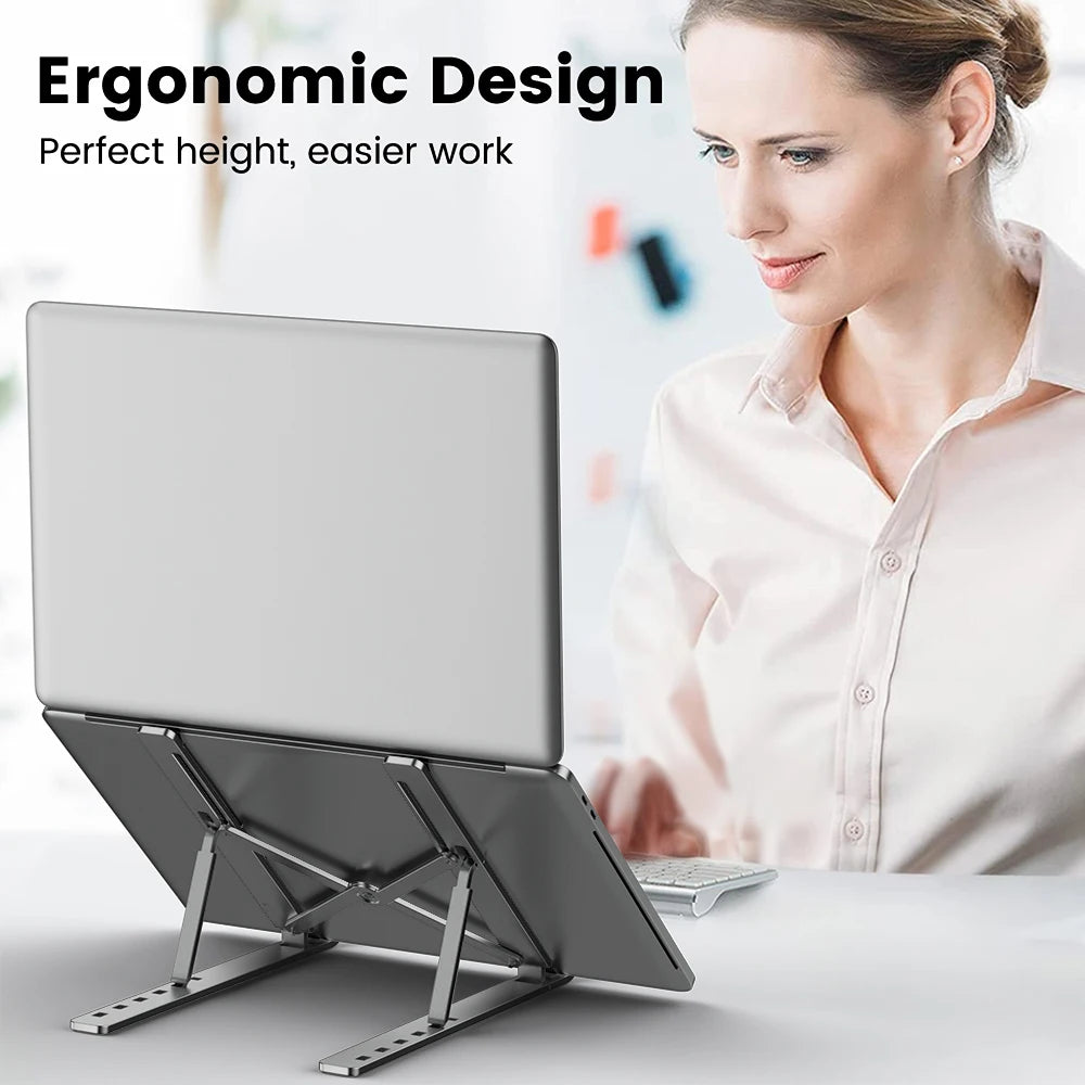 Adjustable Aluminum Alloy Laptop Holder Notebook Stand Lifting Cooling Bracket for Macbook Lenovo Portable Computer Accessories