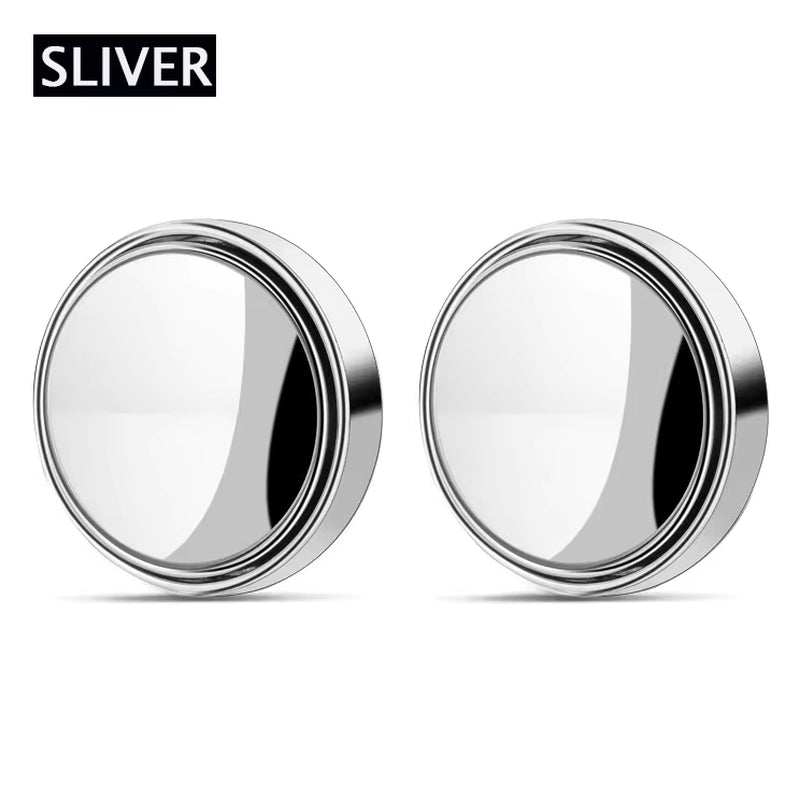 2-Piece 360-Degree Adjustable Blind Spot Mirrors - Round Frame Wide Angle Convex Rearview Mirrors for Enhanced Car Reversing Safety