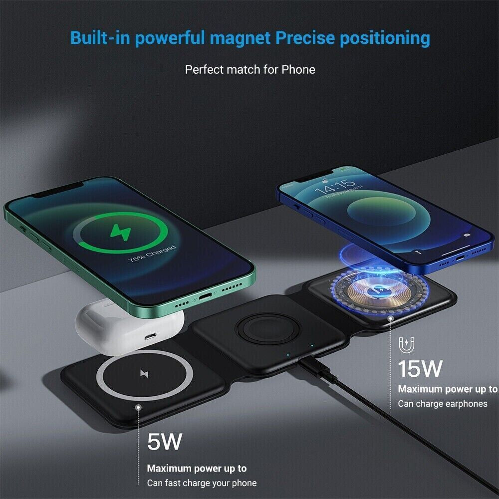 15W Fast Wireless Charging Stand for Samsung, iPhone, and LG Devices