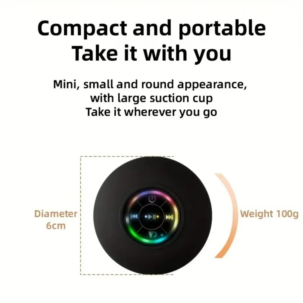 Mini Portable Large Suction Cup Speaker New Bathroom Waterproof Wireless LED Bluetooth Speaker Outdoor Sports Stereo Speaker