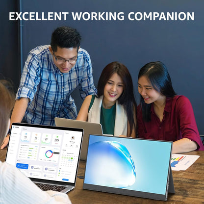 Portable Monitor 15.6 Inch 1080P FHD 60Hz 85% Srgb Travel Monitor with Speaker HDMI USB-C Second Screen for Laptop Macbook Surface PC Xbox PS4/5, VESA Mountable, with Cover Stand
