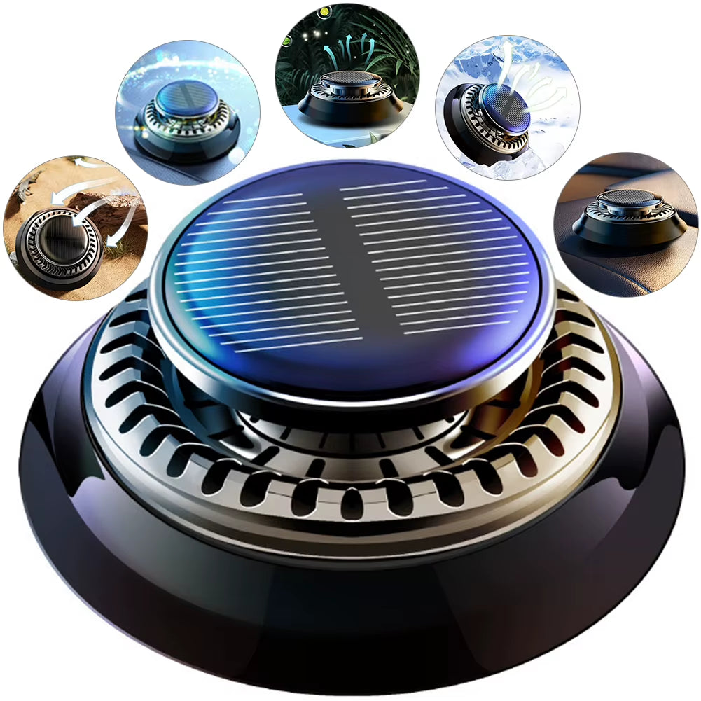 Solar-Powered Car Air Freshener with Rotating Aromatherapy Diffuser and Long-Lasting Essential Oils for Interior Deodorization
