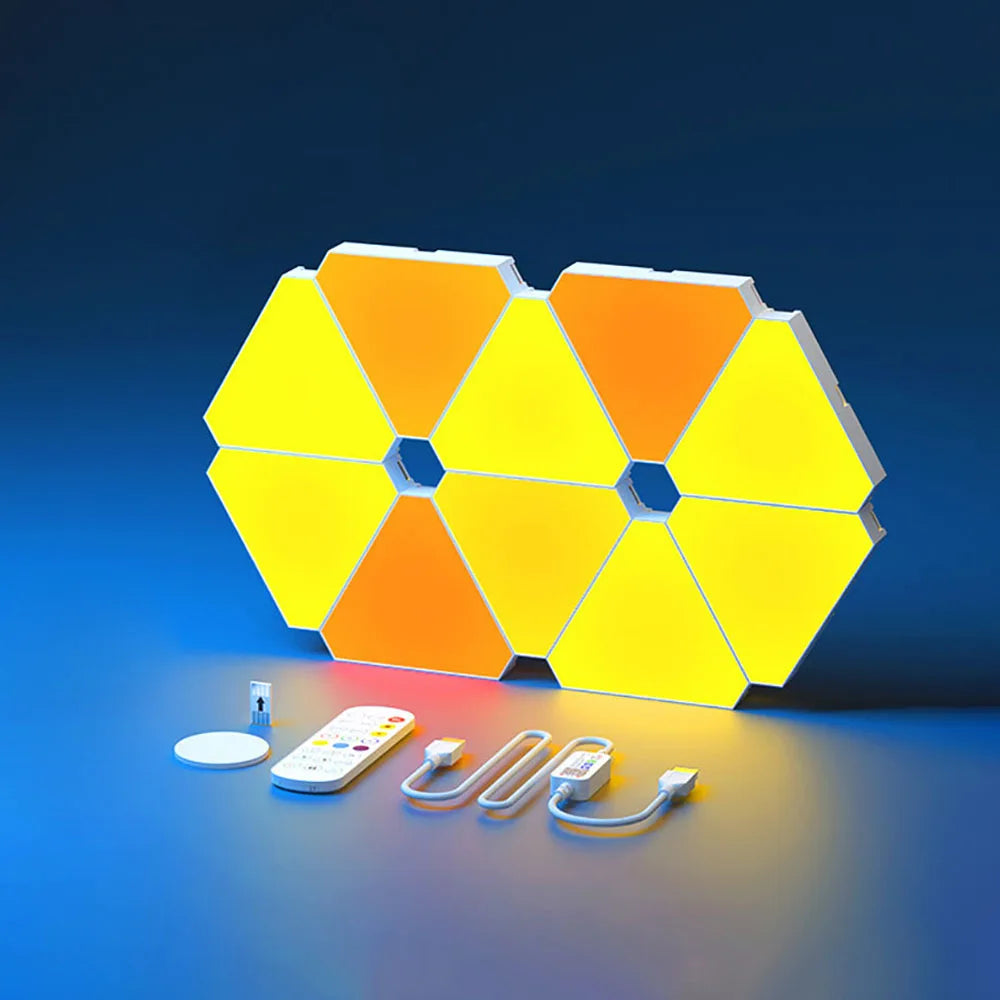 LED Triangular Quantum RGB Wall Lamp - Intelligent Ambient Lighting for Bedroom and Office Décor
