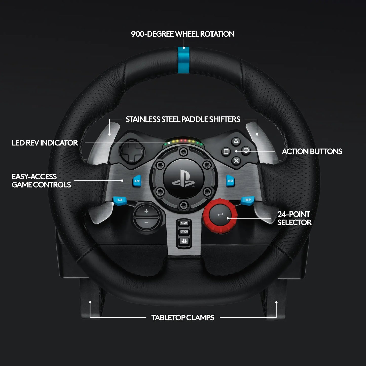 Logitech G29 Driving Force Racing Wheel with Pedals - Advanced Force Feedback, Stainless Steel Paddle Shifters, Leather Grip, USB Connectivity for PS5, PS4, PC, and Mac - Black