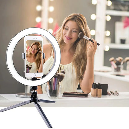 10" LED Ring Light with Tripod Stand Dimmable for Makeup & Live Streaming