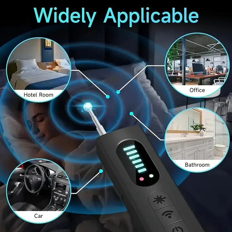 Hidden Camera Detector Anti-Spy Car GPS Tracker Listening Device Bug RF Wireless All Signal Scanner Gadget Security Protection