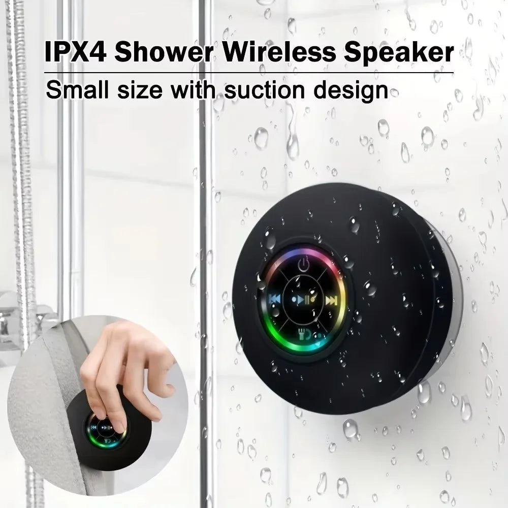 Mini Portable Large Suction Cup Speaker New Bathroom Waterproof Wireless LED Bluetooth Speaker Outdoor Sports Stereo Speaker