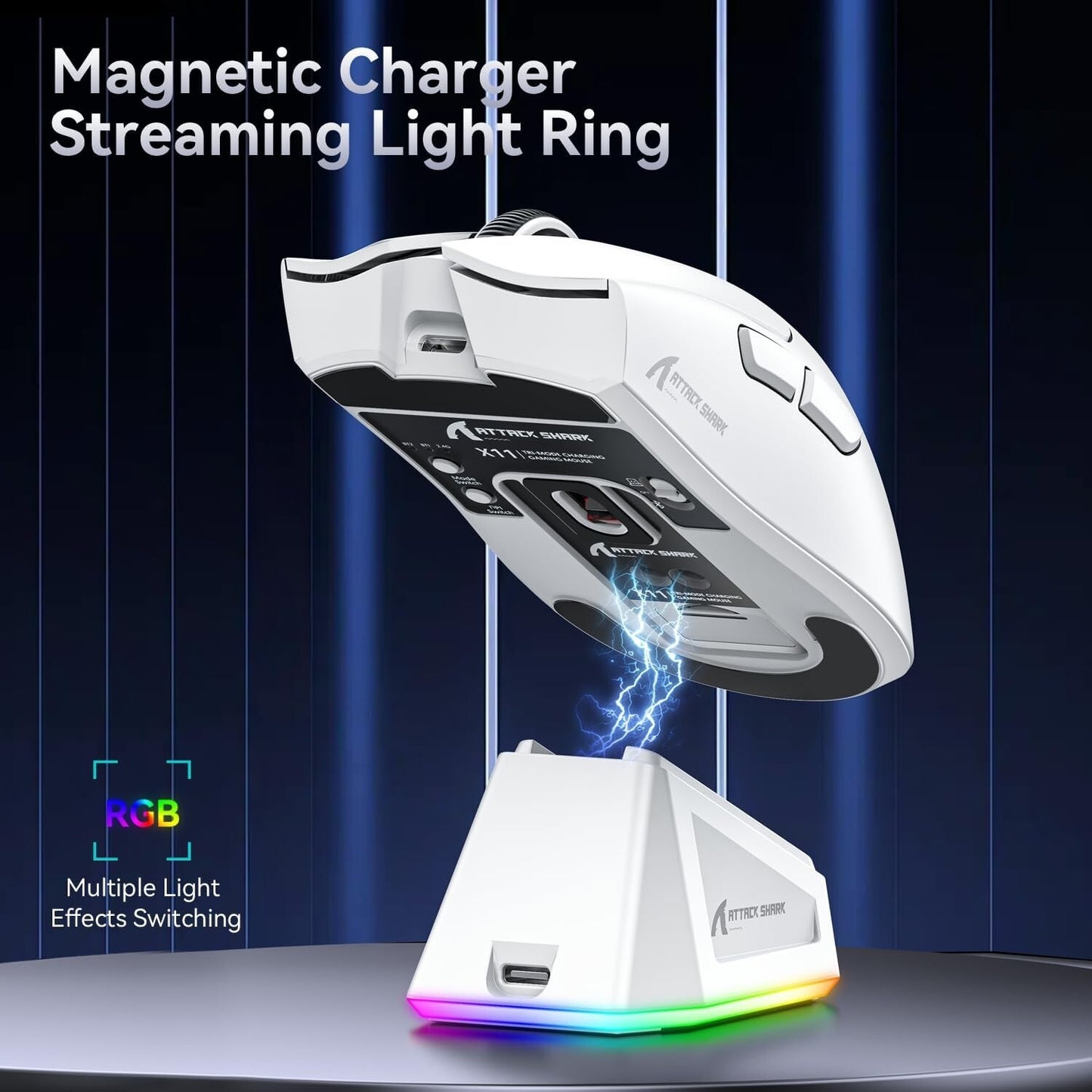 ATTACK SHARK X11 Tri-Mode Wireless Gaming Mouse with RGB Charging Dock, 22000DPI