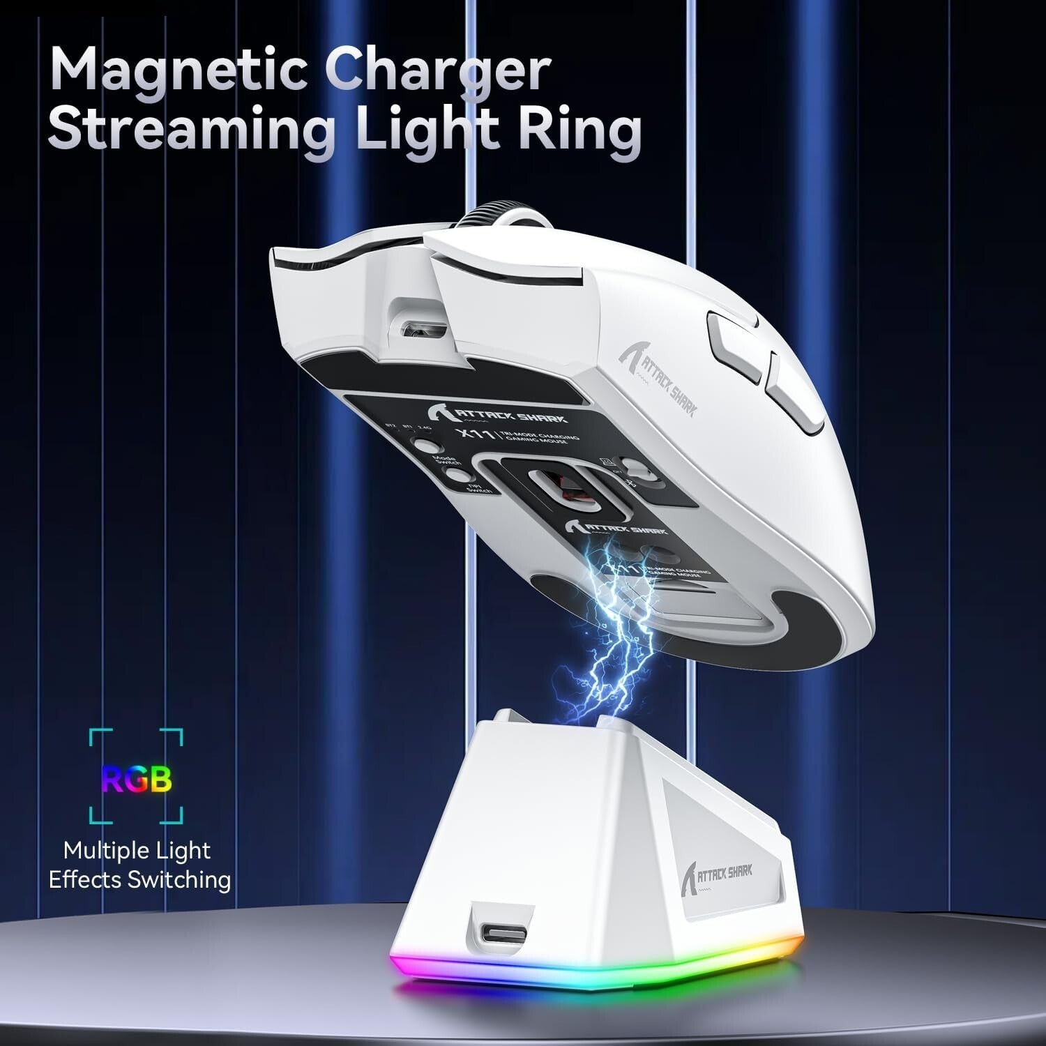 ATTACK SHARK X11 Tri-Mode Wireless Gaming Mouse with RGB Charging Dock, 22000DPI