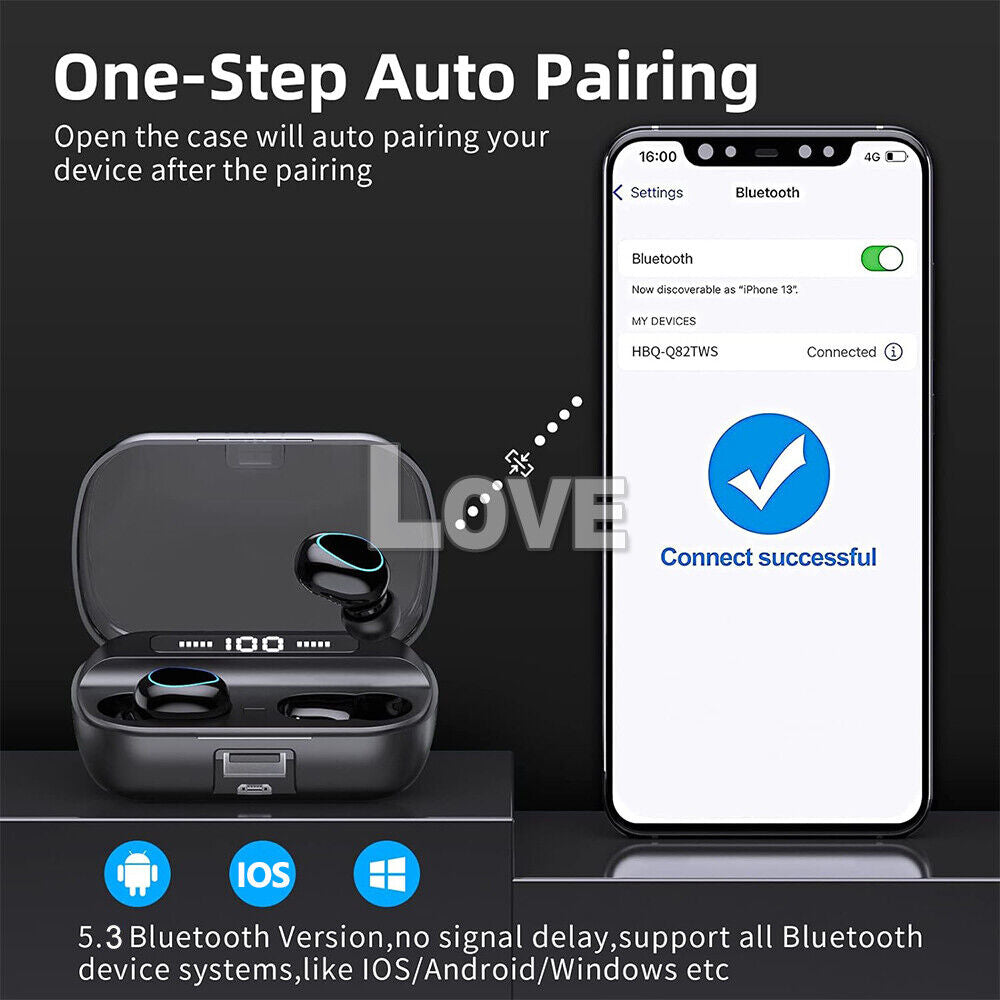 TWS Bluetooth 5.3 Waterproof Wireless Earbuds with LED Display - 2025 Model