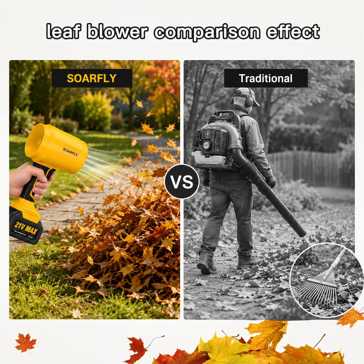 SOARFLY Turbo Jet Blower - Multi-Functional Cordless Leaf Blower and Air Duster with High-Efficiency Copper Motor for Optimal Car Drying, Snow Clearing, and Home Enhancement