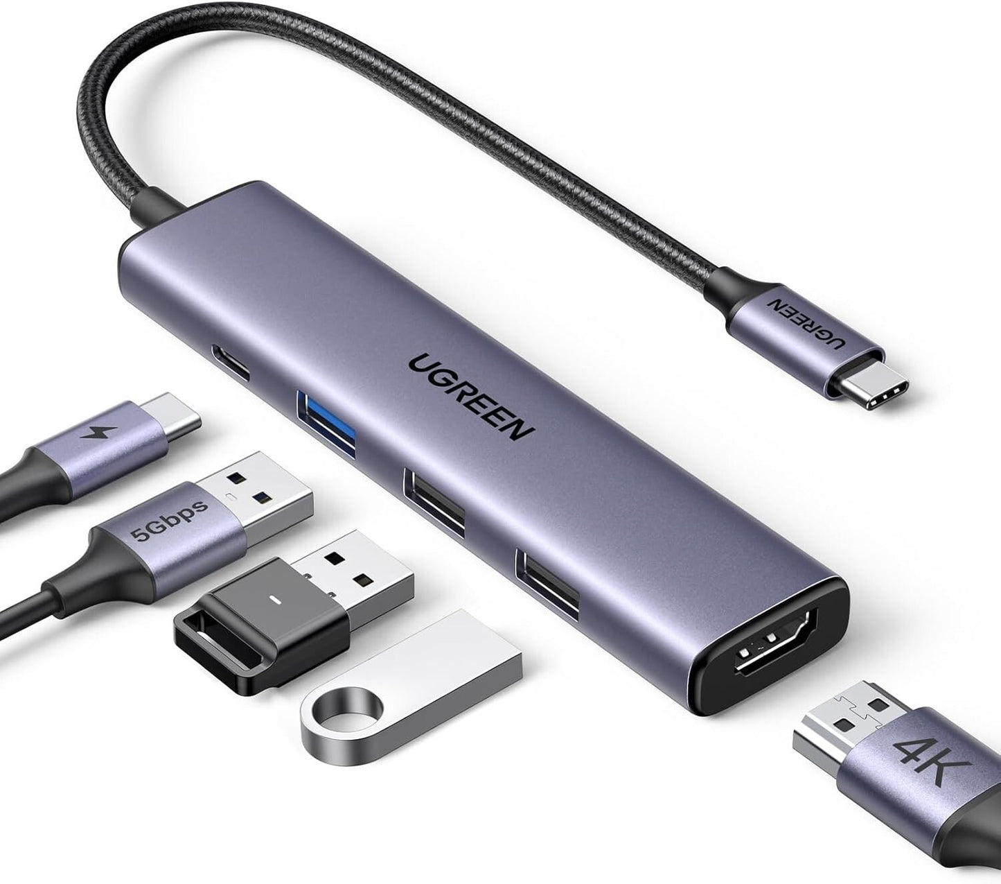 UGREEN Revodok 105 USB C Hub 5 in 1 Multiport Adapter 4K HDMI, 100W Power Au