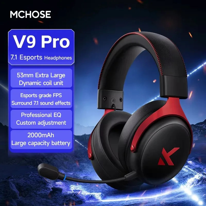 V9 Pro Headset with Microphone Three Mode Bluetooth Wireless Computer PC Gamer Headphones Accessories V9 Pro