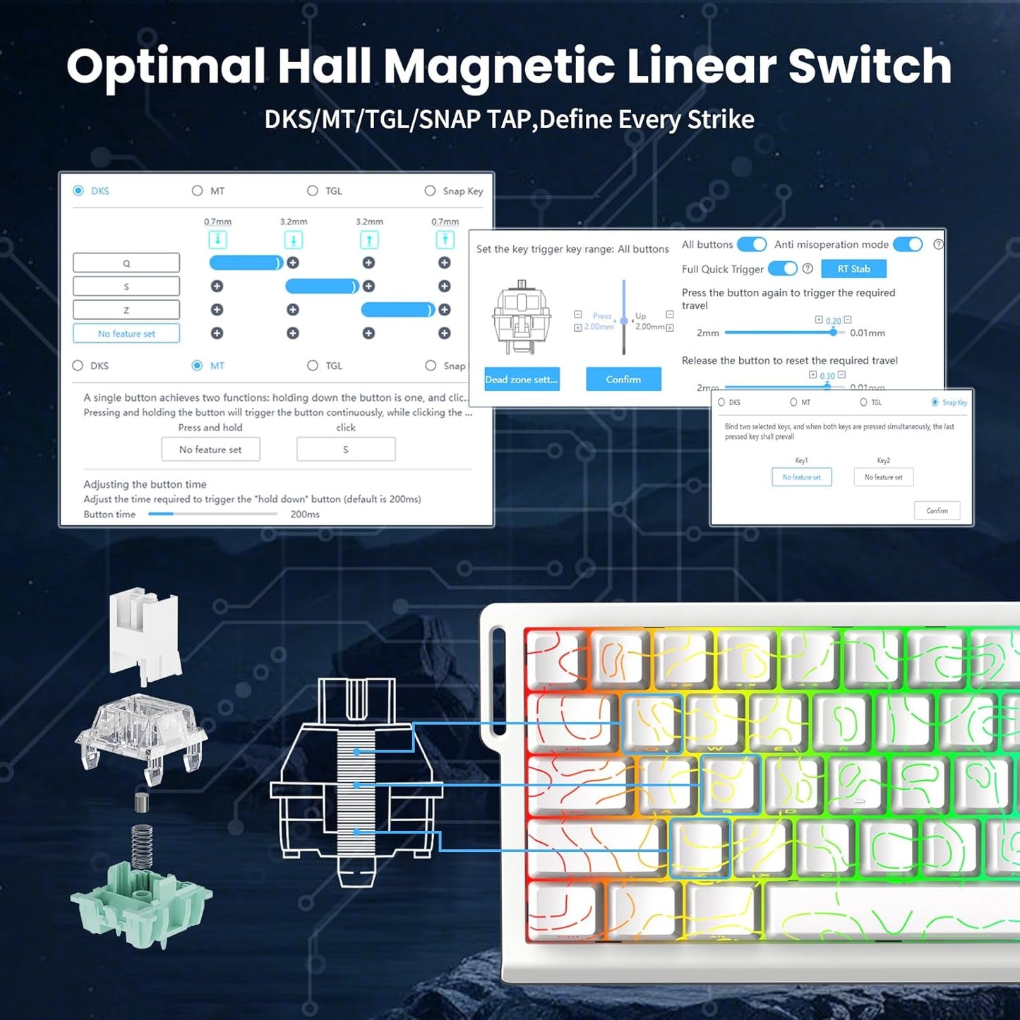 ATTACK SHARK X68 HE Rapid Trigger Mechanical Keyboard Magnetic Switch 60% Wired
