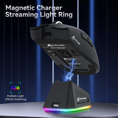 ATTACK SHARK X11 Tri-Mode Wireless Gaming Mouse with RGB Charging Dock, 22000DPI