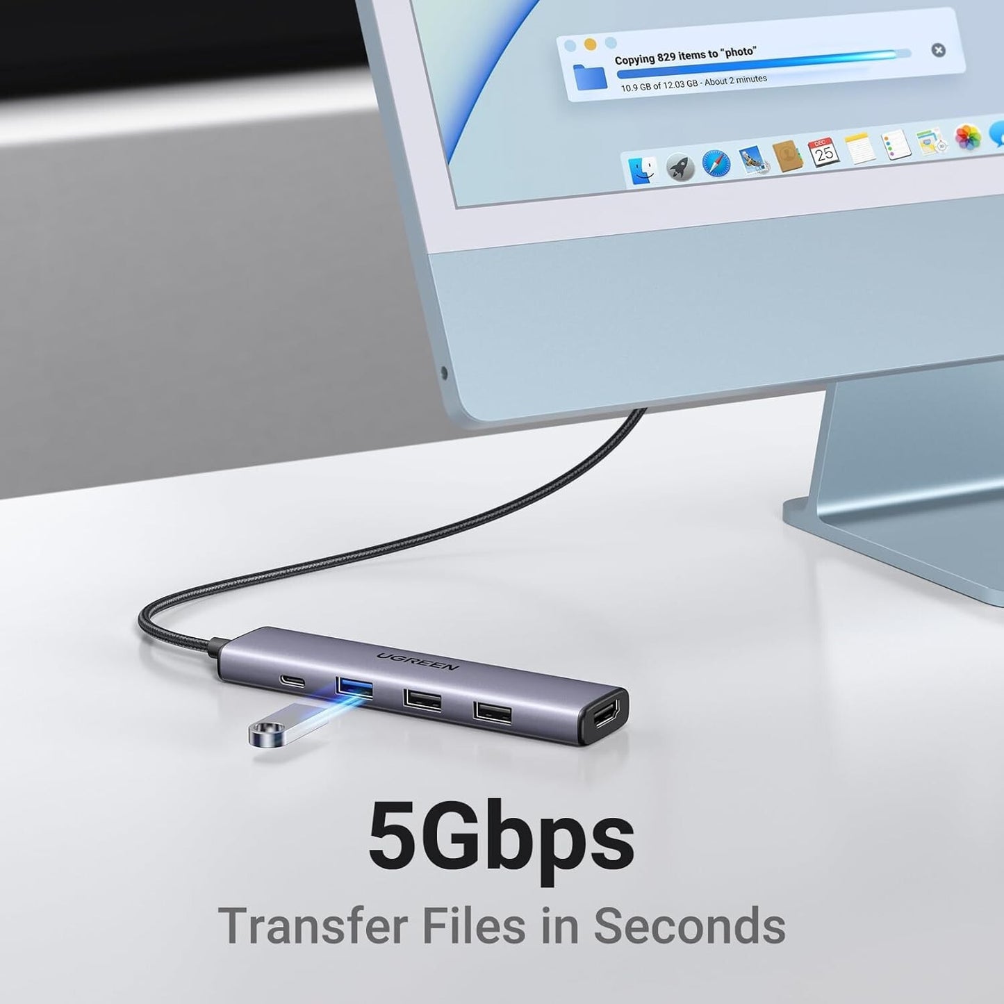 UGREEN Revodok 105 USB C Hub 5 in 1 Multiport Adapter 4K HDMI, 100W Power Au