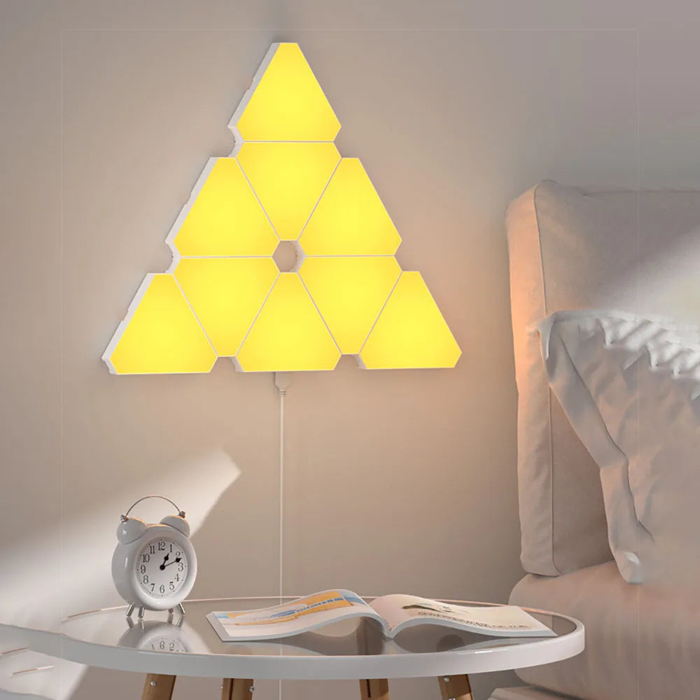 LED Triangular Quantum RGB Wall Lamp - Intelligent Ambient Lighting for Bedroom and Office Décor