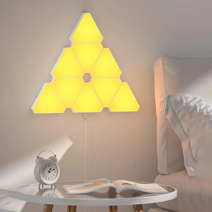 LED Triangular Quantum RGB Wall Lamp - Intelligent Ambient Lighting for Bedroom and Office Décor