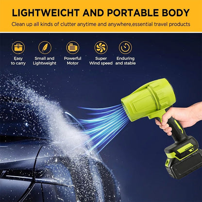 500000 RPM Electric Leaf Blower Cordless Turbo Jet Blower W/ 2 Lithium Battery