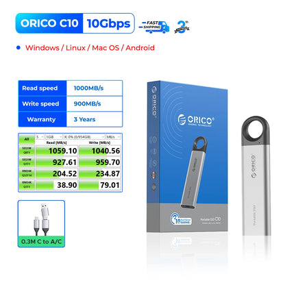 1TB External SSD up to 1050Mb/S 550Mb/S, Hanging Hole Design Portable Solid State Drive, USB C&A 2 in 1 Cable