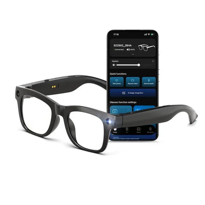 HUGUR AI Smart Camera Glasses: 8MP Lens, Photochromic Technology, Touch Control, Real-Time Translation in 160 Languages, Bluetooth Connectivity, Wearable Video Recording, and UV Protection for Outdoor Use