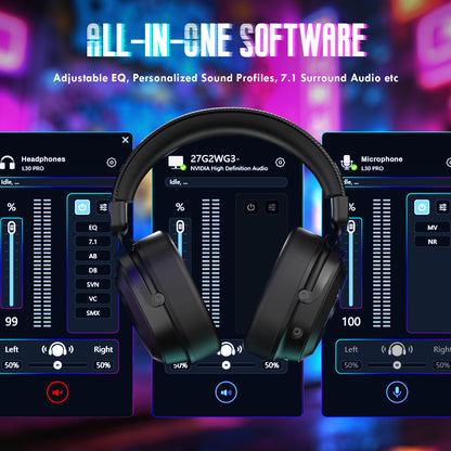 ATTACK SHARK L30Pro Wireless Gaming Headset, Detachable Microphone 7.1 Surround