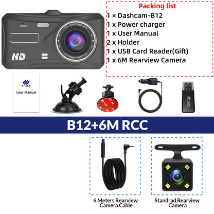 1080P Car DVR B12 Dash Cam Touch Sensitive Dash Camera WDR G Sensor Night Vision Optional Rear Lens Hidden Dashcam