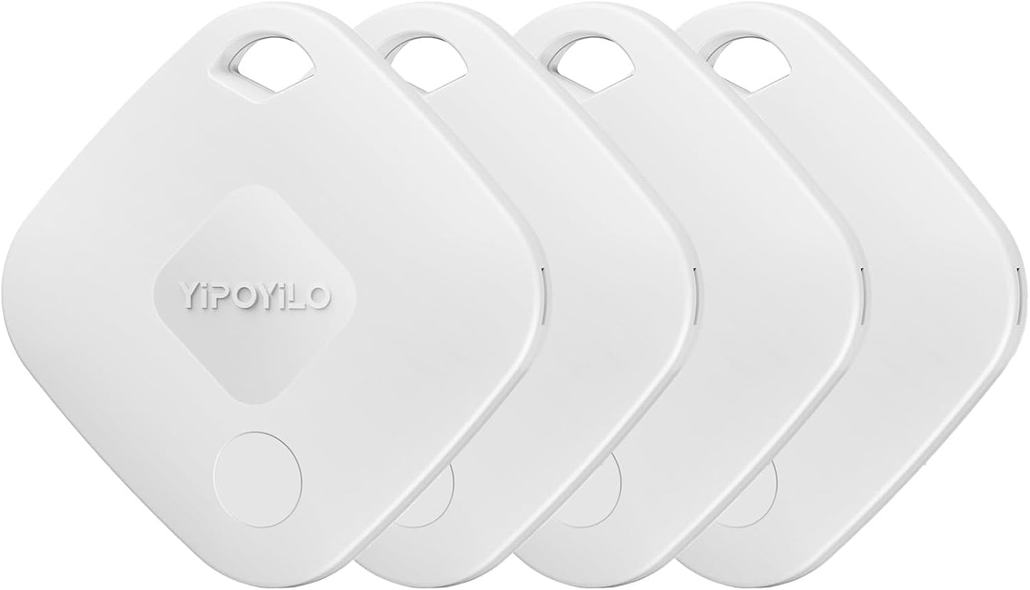 Tracker Tag Smart Key Finder Compatible with Apple Find My (Ios Only), 4 Lanyards, Replaceable Battery, Tracker Item Locator for Bag Key Wallets, 4 Pack White