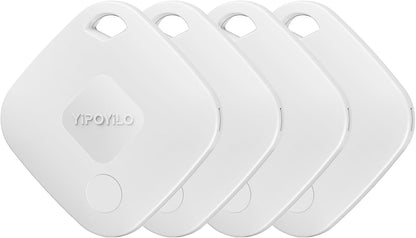 Tracker Tag Smart Key Finder Compatible with Apple Find My (Ios Only), 4 Lanyards, Replaceable Battery, Tracker Item Locator for Bag Key Wallets, 4 Pack White