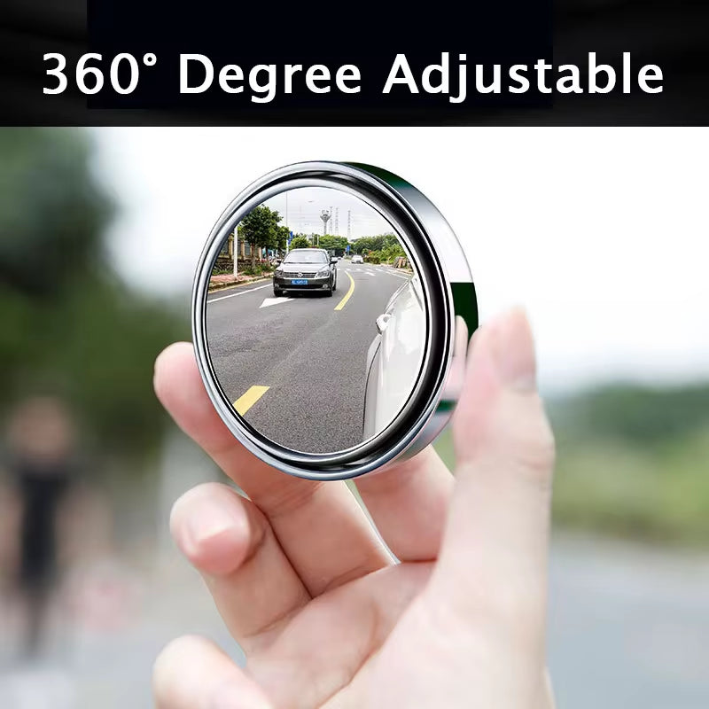 2-Piece 360-Degree Adjustable Blind Spot Mirrors - Round Frame Wide Angle Convex Rearview Mirrors for Enhanced Car Reversing Safety