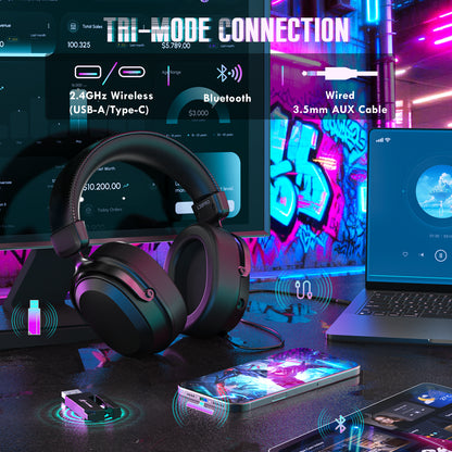 ATTACK SHARK L30Pro Wireless Gaming Headset, Detachable Microphone 7.1 Surround